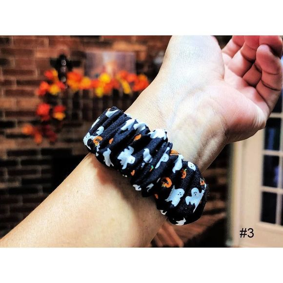 Spooky Ghost Halloween Scrunchies Watch Band for Fitbit Versa 3 4, Sense 2 - Picture 1 of 5